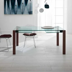 Viadurini Living Esstische Nach Mass|Ausziehbare Esstische-Ausziehbarer Tisch Bis zu 280 cm aus transparentem Glas Made in Italy - Sopot