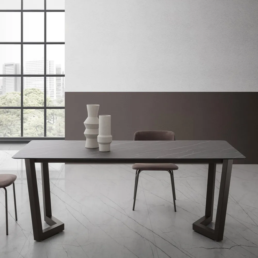 Viadurini Living Ausziehbare Esstische-Ausziehbarer Tisch bis zu 300 cm aus geschichtetem HPL Made in Italy - Bastiano