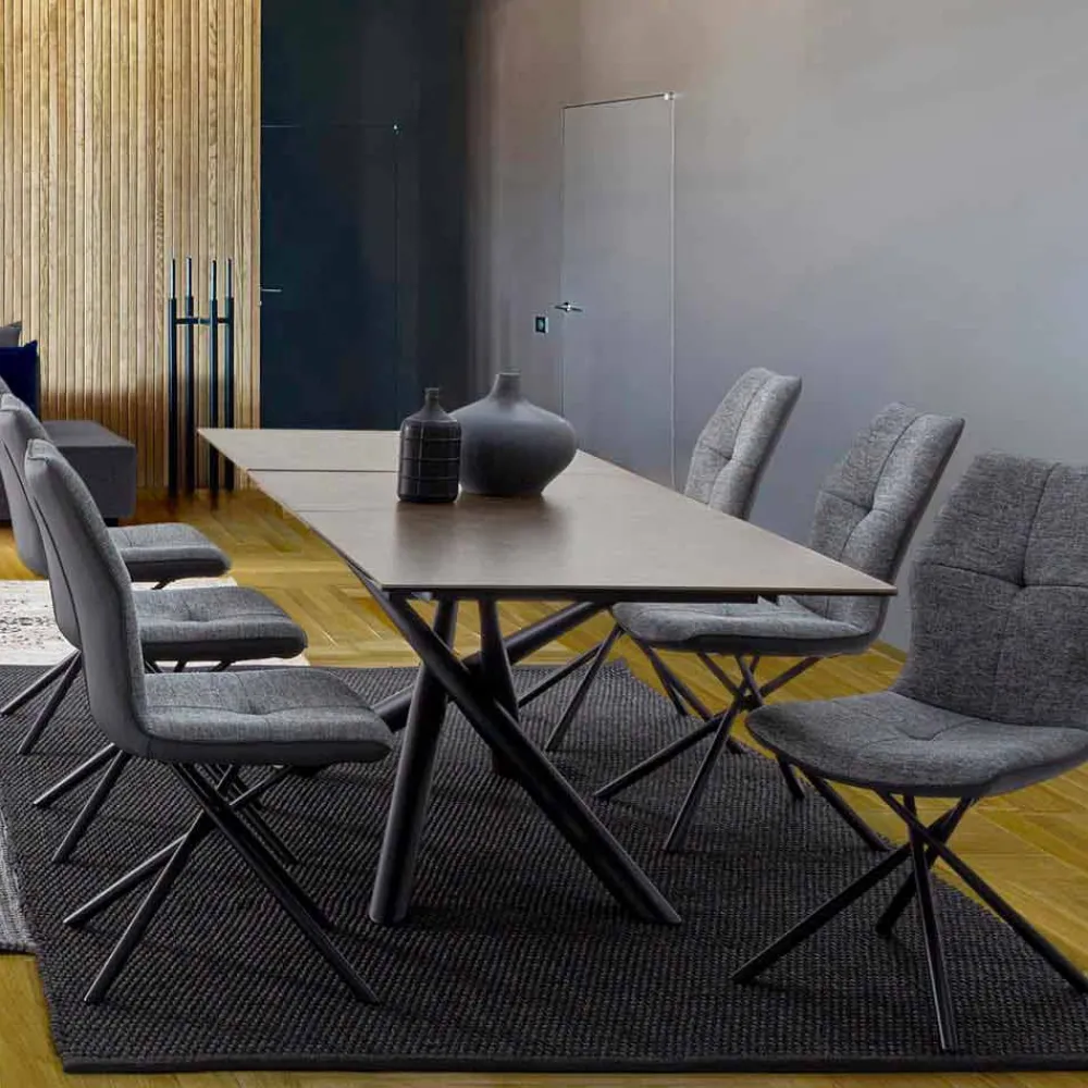 Viadurini Living Ausziehbare Esstische-Ausziehbarer Tisch Bis zu 220 cm in Keramik und Stahl Homemotion - Brianza