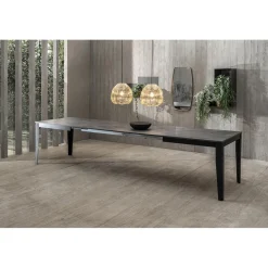 Viadurini Living Ausziehbare Esstische-Ausziehbarer Tisch bis zu 316 cm in Melamin und Metallgestell – Weihrauch