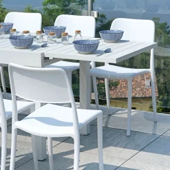 Viadurini in the Garden Gartentische Aus Aluminium|Ausziehbare Gartentische-Ausziehbarer Tisch für den Außenbereich mit Aluminium-Lattenrostplatte - Supernova