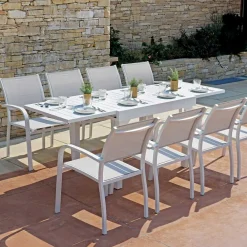 Viadurini in the Garden Gartentische Aus Aluminium|Ausziehbare Gartentische-Ausziehbarer Tisch für den Außenbereich mit Aluminium-Lattenrostplatte - Supernova