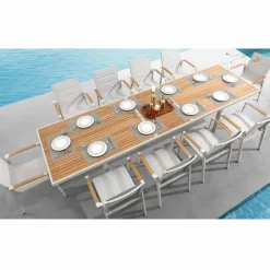 Viadurini in the Garden Gartentische Aus Aluminium|Ausziehbare Gartentische-Ausziehbarer Tisch im Freien aus Aluminium und Teakholz - Bilel