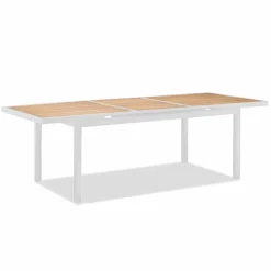 Viadurini in the Garden Gartentische Aus Aluminium|Ausziehbare Gartentische-Ausziehbarer Tisch im Freien aus Aluminium und Teakholz - Bilel