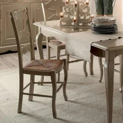 Viadurini Classic Ausziehbare Esstische-Ausziehbarer Tisch mit 4 Stühlen in hellem Taubengrau, hergestellt in Italien – Celestino