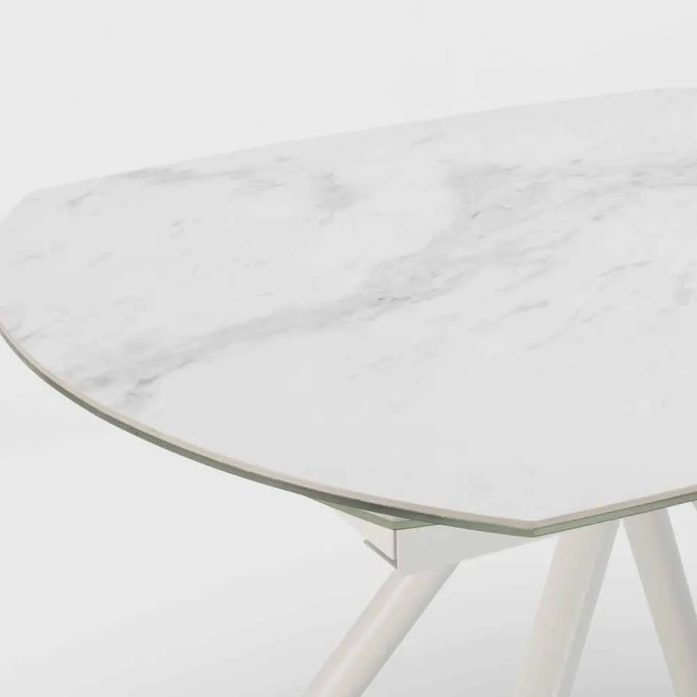 Viadurini Living Ausziehbare Esstische-Ausziehbarer Tisch mit Keramikplan und Metallbeinen Lozzolo