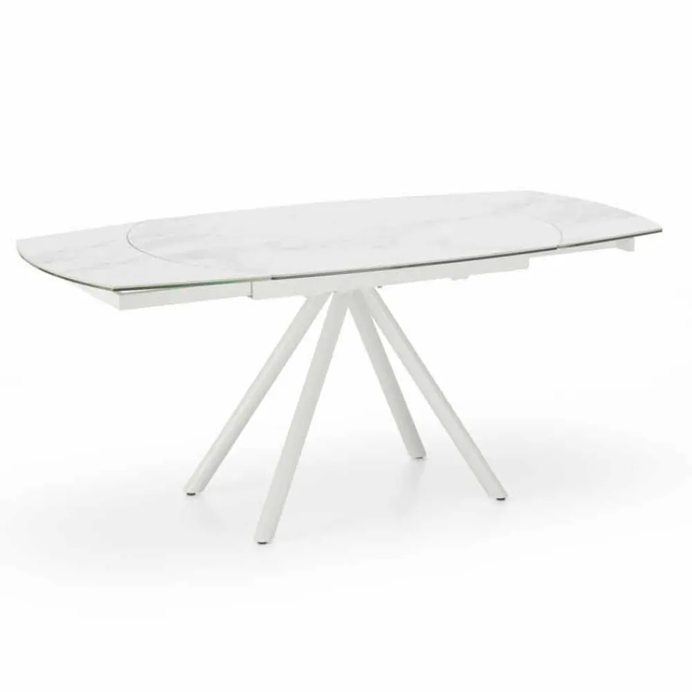 Viadurini Living Ausziehbare Esstische-Ausziehbarer Tisch mit Keramikplan und Metallbeinen Lozzolo