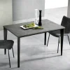 Viadurini Living Ausziehbare Esstische-Ausziehbarer Tisch mit Marmor-Melaminplatte und anthrazitfarbenen Beinen - Ariel