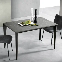 Viadurini Living Ausziehbare Esstische-Ausziehbarer Tisch mit Marmor-Melaminplatte und anthrazitfarbenen Beinen - Ariel