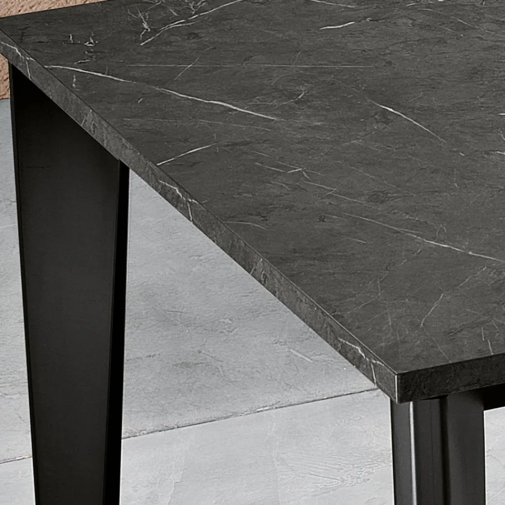 Viadurini Living Ausziehbare Esstische-Ausziehbarer Tisch mit Marmor-Melaminplatte und anthrazitfarbenen Beinen - Ariel