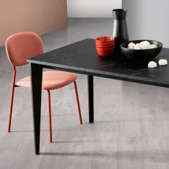 Viadurini Living Ausziehbare Esstische-Ausziehbarer Tisch mit Marmor-Melaminplatte und anthrazitfarbenen Beinen - Ariel