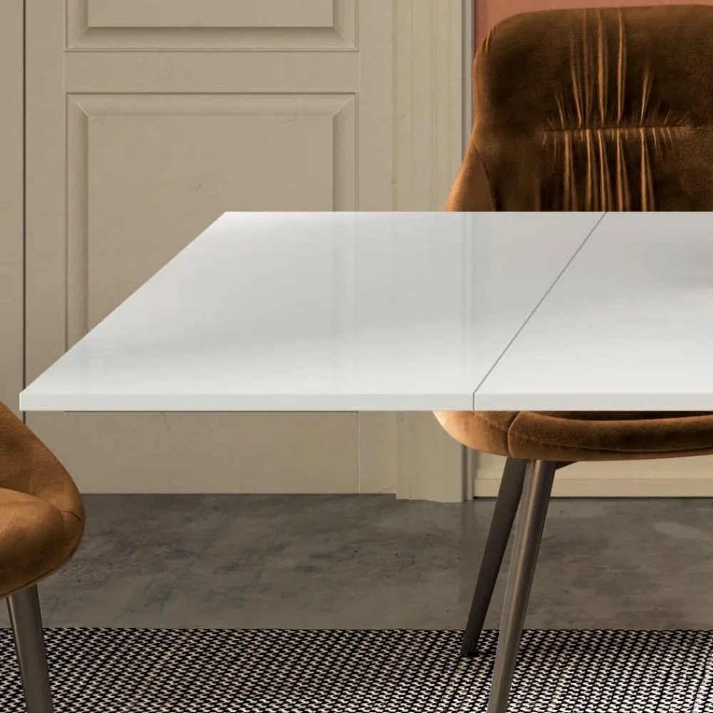 Viadurini Living Ausziehbare Esstische-Ausziehbarer Tisch mit mattweißer Glasplatte, hergestellt in Italien – Settimmio