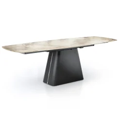 Viadurini Living Ausziehbare Esstische-Ausziehbarer Tisch mit Stahlgestell und Keramikplatte in Marmoroptik - Emilia