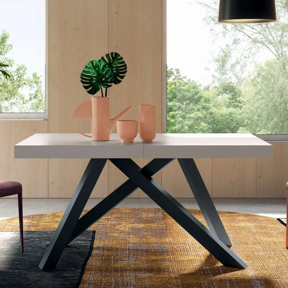 Viadurini Living Ausziehbare Esstische-Ausziehbarer Tisch mit synchronisierter zentraler Öffnung aus Laminat – Settimmio