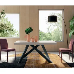 Viadurini Living Ausziehbare Esstische-Ausziehbarer Tisch mit synchronisierter zentraler Öffnung aus Laminat – Settimmio