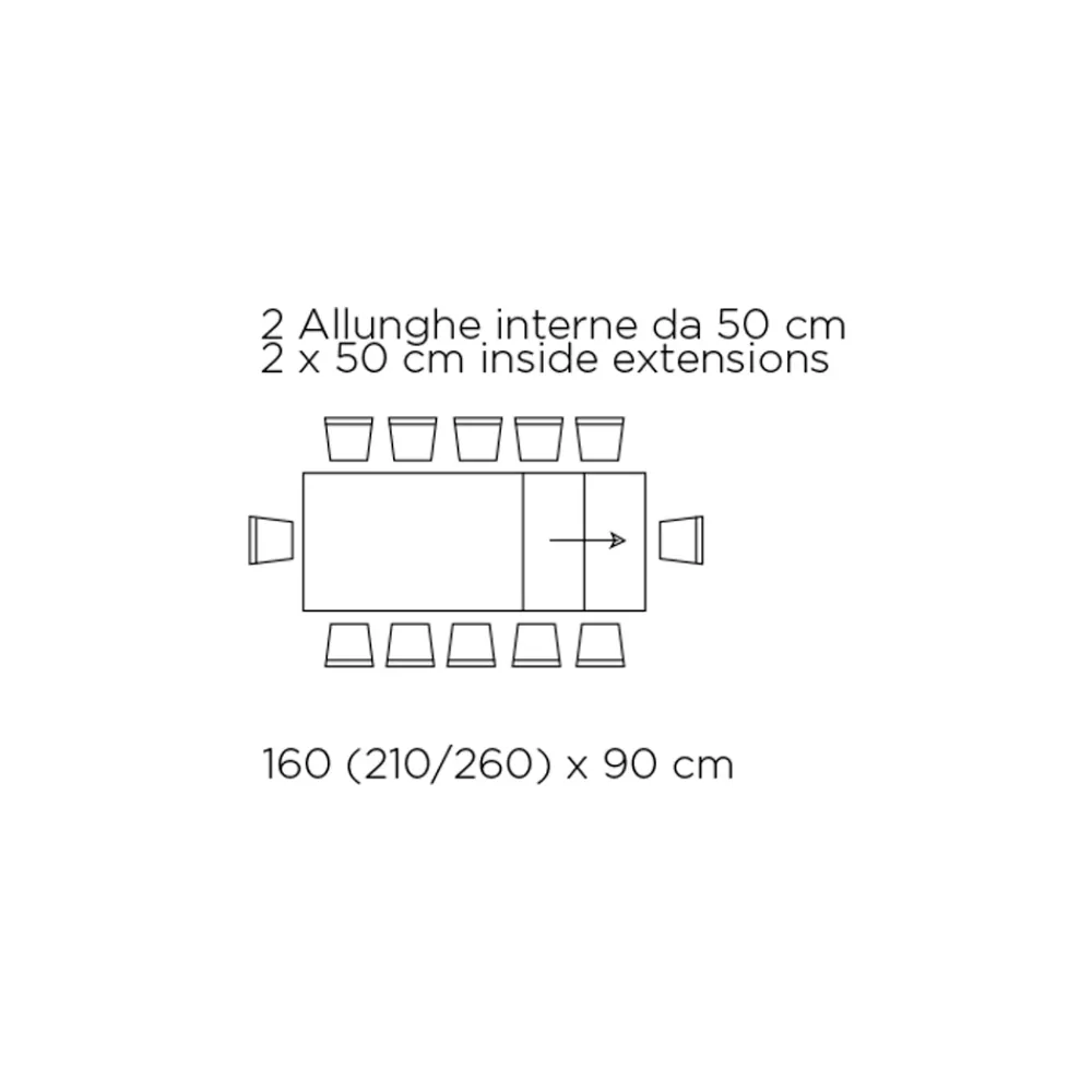 Viadurini Living Ausziehbare Esstische-Ausziehbarer Tisch mit synchronisierter seitlicher Öffnung, hergestellt in Italien – Gläser