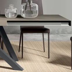 Viadurini Living Ausziehbare Esstische-Ausziehbarer Tisch mit synchronisierter seitlicher Öffnung aus Melamin – Settimmio