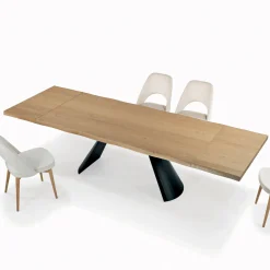 Viadurini Living Ausziehbare Esstische-Ausziehbarer Tisch mit unregelmäßiger entrindeter Kante, hergestellt in Italien – Gläser