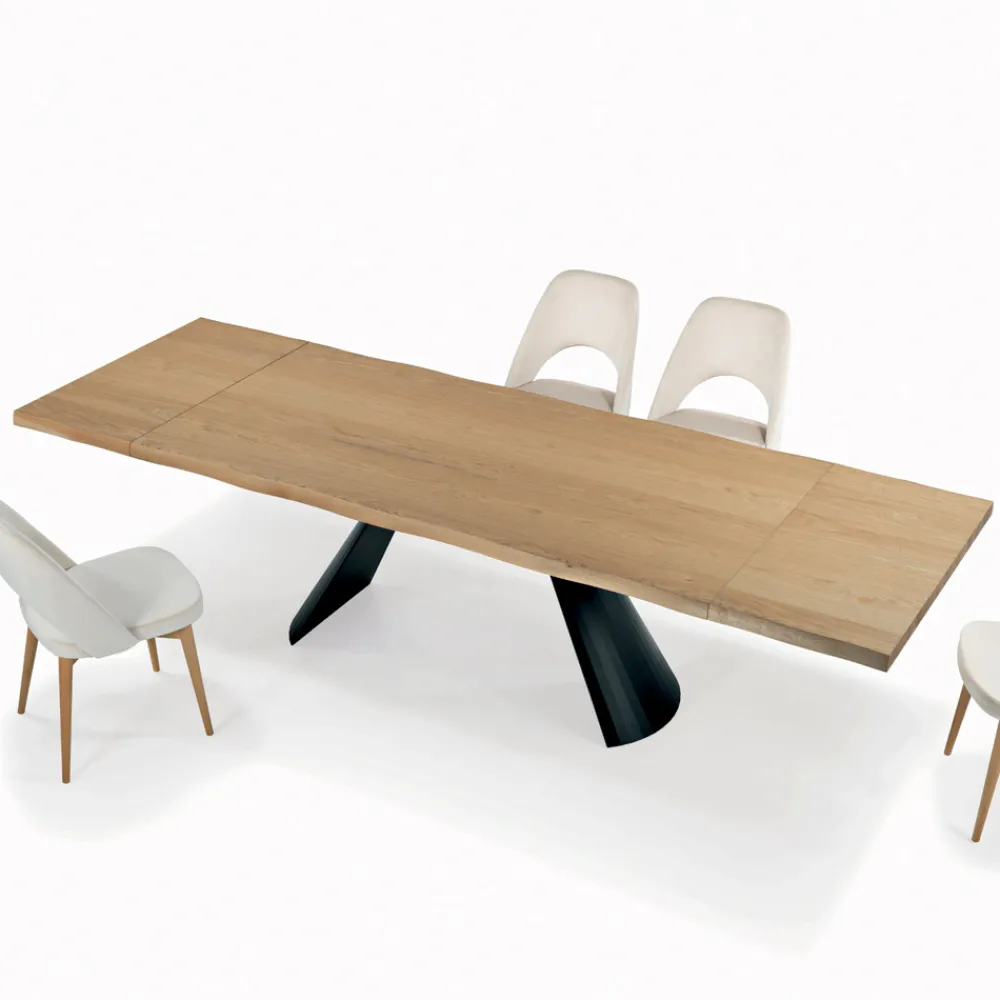 Viadurini Living Ausziehbare Esstische-Ausziehbarer Tisch mit unregelmäßiger entrindeter Kante, hergestellt in Italien – Gläser