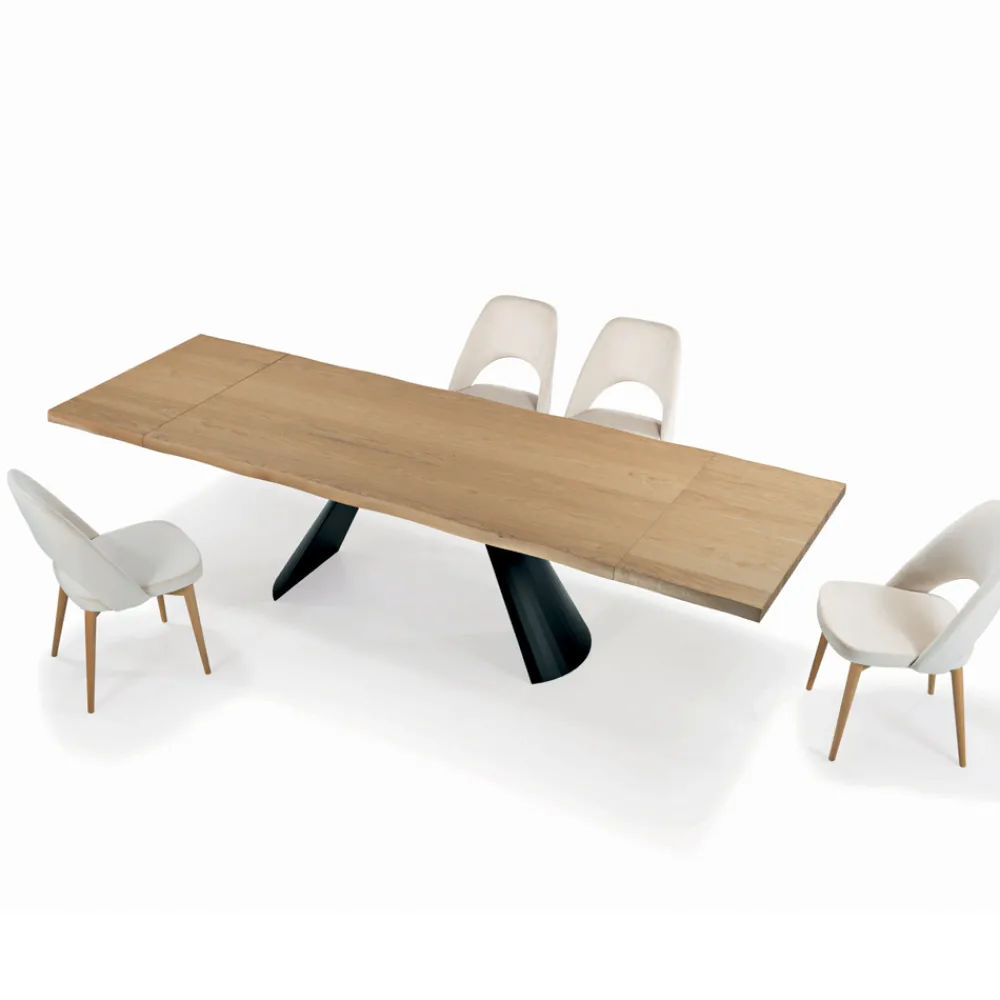 Viadurini Living Ausziehbare Esstische-Ausziehbarer Tisch mit unregelmäßiger entrindeter Kante, hergestellt in Italien – Gläser