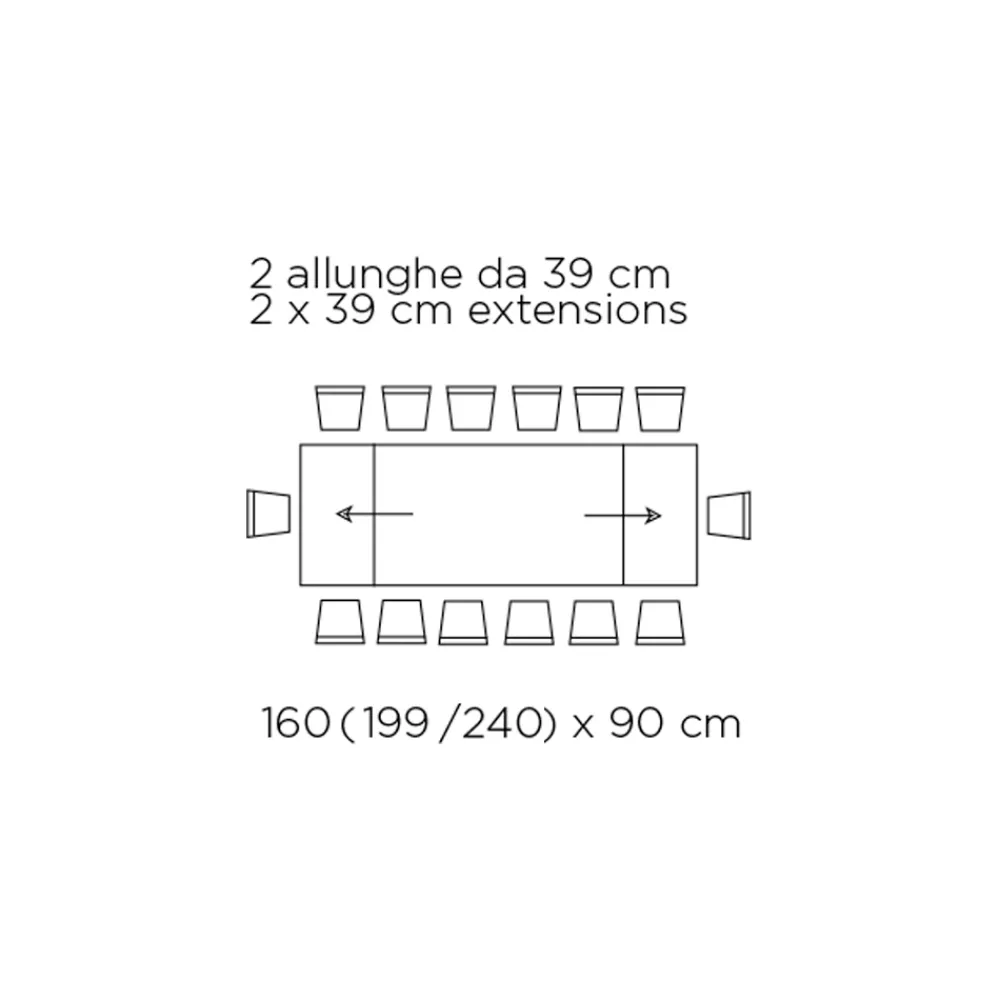 Viadurini Living Ausziehbare Esstische-Ausziehbarer Tisch mit unregelmäßiger entrindeter Kante, hergestellt in Italien – Gläser