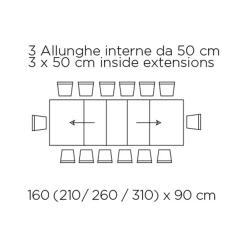Viadurini Living Ausziehbare Esstische-Ausziehbarer Tisch mit zentraler Öffnung und klappbarer Kante, hergestellt in Italien – Dalmatiner