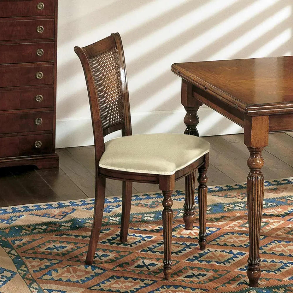 Viadurini Classic Ausziehbare Esstische-Ausziehbarer Tisch und 2 Stühle aus patiniertem Walnussholz, hergestellt in Italien – Biotite