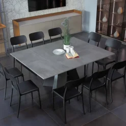 Viadurini Living Ausziehbare Esstische-Ausziehbarer und breiterer Esstisch aus Melamin und Metall – Devendra