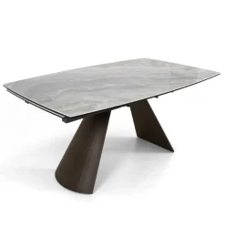 Viadurini Living Ausziehbare Esstische-Ausziehbarer Wohnzimmertisch mit tonnenförmiger Platte aus Keramik, hergestellt in Italien – Gläser