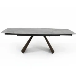 Viadurini Living Ausziehbare Esstische-Ausziehbarer Wohnzimmertisch mit tonnenförmiger Platte aus Keramik, hergestellt in Italien – Gläser