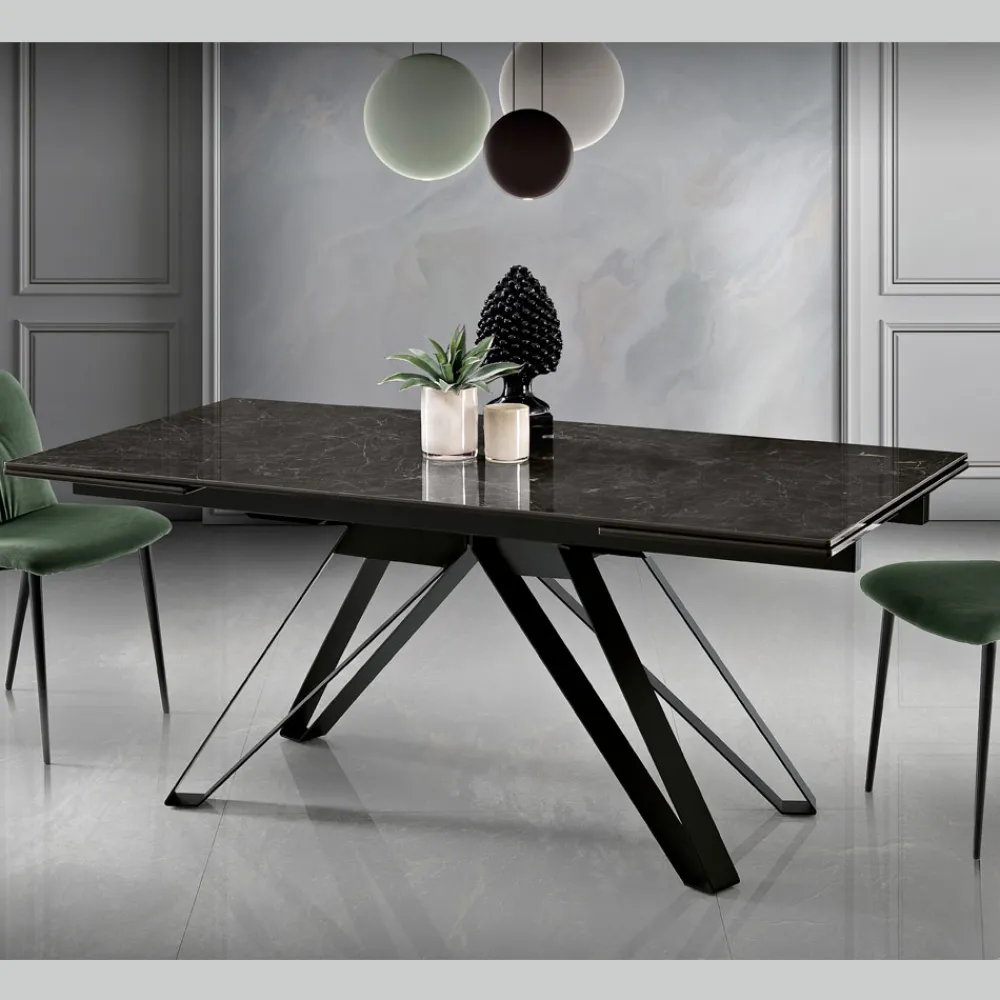 Viadurini Living Esstische-Ausziehbarer Wohnzimmertisch aus Metall und Glaskeramik Made in Italy - Meluso