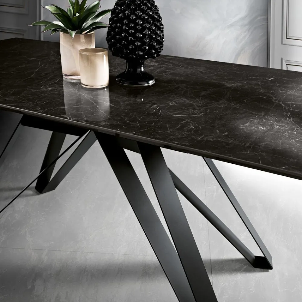 Viadurini Living Esstische-Ausziehbarer Wohnzimmertisch aus Metall und Glaskeramik Made in Italy - Meluso