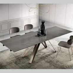 Viadurini Living Esstische-Ausziehbarer Wohnzimmertisch aus Metall und Glaskeramik Made in Italy - Meluso