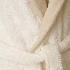 Viadurini Textile Bademäntel-Bademantel aus Baumwollfrottee mit Schalkragen und Leinenrüsche - Mellow