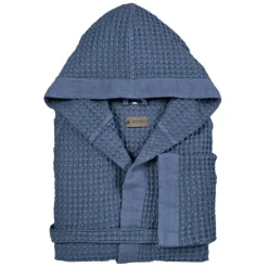 Viadurini Textile Bademäntel-Bademantel mit Kapuze und Leinenrüsche aus Baumwollwabenmuster – Plüsch