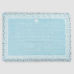 Viadurini Textile Badteppiche-Badematte aus Frottee und Leinen mit Poema Lace 2 Farben - Cuorotto