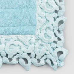 Viadurini Textile Badteppiche-Badematte aus Frottee und Leinen mit Poema Lace 2 Farben - Cuorotto