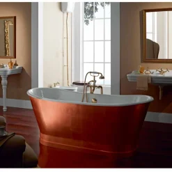 Viadurini Bathroom Freistehende Badewannen-Badewanne Freestanding mit Kupferfolie bezogen Bass