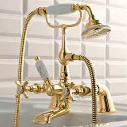 Viadurini Taps Badewannearmaturen-Badewannenarmaturen aus Messing mit Handbrause im klassischen Luxusstil - Fioretta