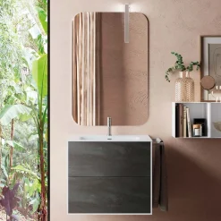 Viadurini Bathroom Badmöbel Hängend-Badezimmerkomposition bestehend aus Spiegel und kratzfestem Sockel, hergestellt in Italien – Kilo