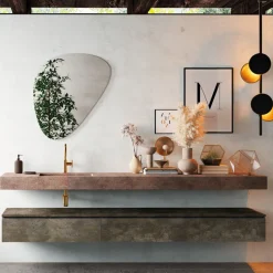 Viadurini Bathroom Badmöbel Hängend-Badezimmerkomposition mit modernem Spiegel und Konsolenwaschbecken, hergestellt in Italien – Palom