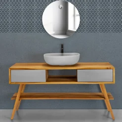 Viadurini Bathroom Badmöbel Stehend-Badezimmer-Komposition mit Waschbecken komplett mit emailliertem Zubehör - Georges