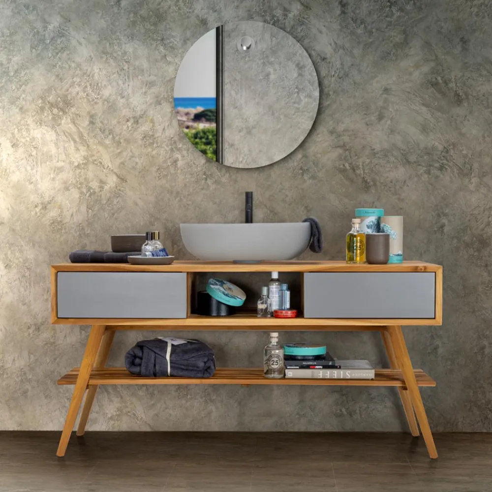 Viadurini Bathroom Badmöbel Stehend-Badezimmer-Komposition mit Waschbecken komplett mit emailliertem Zubehör - Georges