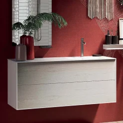 Viadurini Bathroom Badmöbel Hängend-Badezimmerkomposition mit um 180° drehbarem Spiegel, Sockel und Waschbecken Made in Italy – Kilos