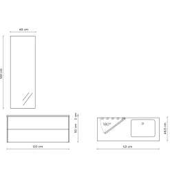 Viadurini Bathroom Badmöbel Hängend-Badezimmerkomposition mit um 180° drehbarem Spiegel, Sockel und Waschbecken Made in Italy – Kilos