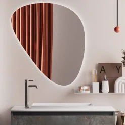 Viadurini Bathroom Badmöbel Hängend-Badezimmerkomposition mit modernem Spiegel, Sockel und Waschbecken Made in Italy – Dream