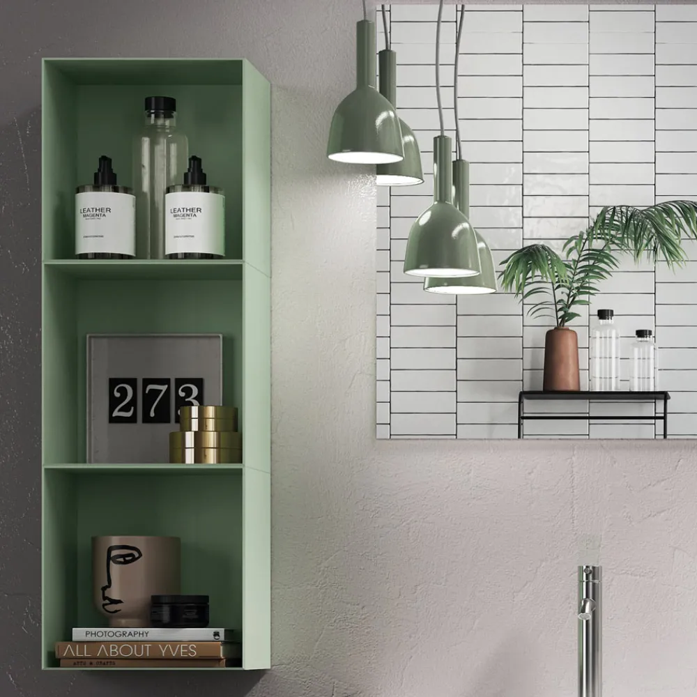 Viadurini Bathroom Badmöbel Hängend-Badezimmerkomposition mit Sockel aus Honigeiche, Waschbecken und Spiegel, hergestellt in Italien – Kilos