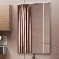 Viadurini Bathroom Badmöbel Hängend-Badezimmerkomposition mit Spiegel mit integrierter Lampe, Waschbecken und Sockel – Dream