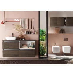 Viadurini Bathroom Badmöbel Hängend-Badezimmerkomposition mit Keramikwaschbecken und Spiegel Made in Italy – Dream