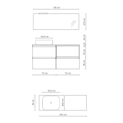 Viadurini Bathroom Badmöbel Hängend-Badezimmerkomposition mit Keramikwaschbecken und Spiegel Made in Italy – Dream